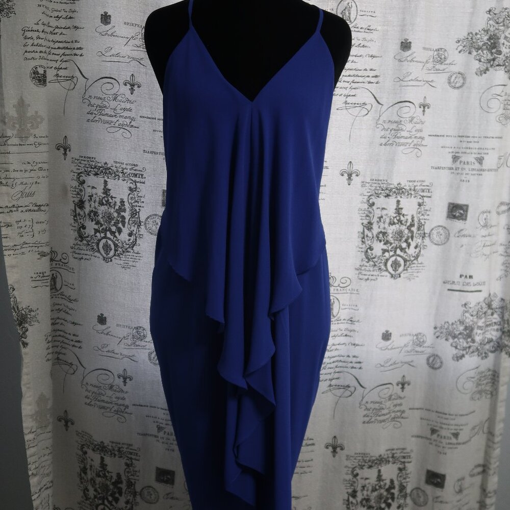 Olivaceous sexy blue ruffle dress